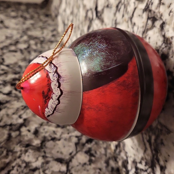 Vintage Tin Festive Santa Claus Ornament - Red, White, Black, and Blue - Picture 2 of 4